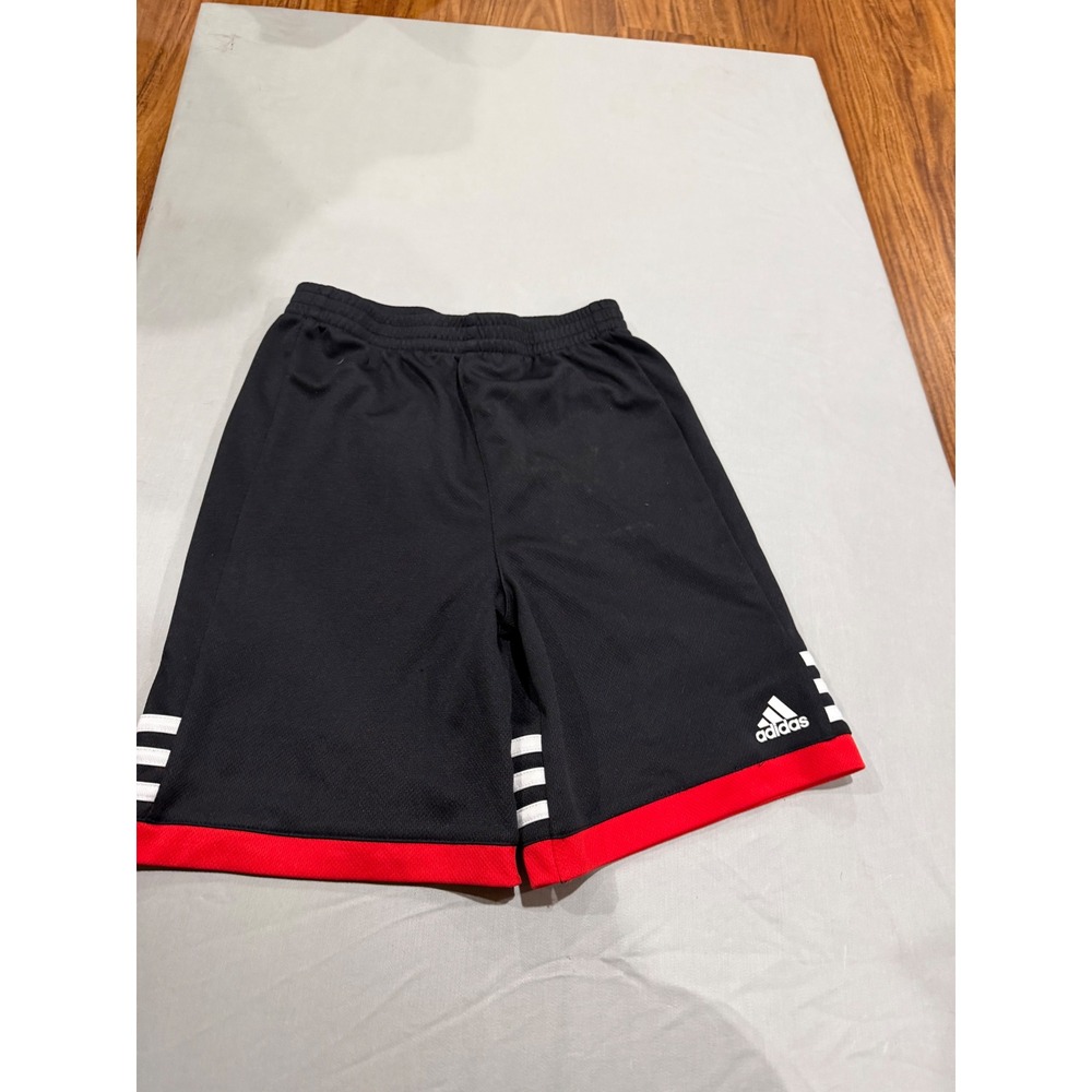 Athletic Boys Adidas Mesh Basketball Shorts Size 7 Black Red White